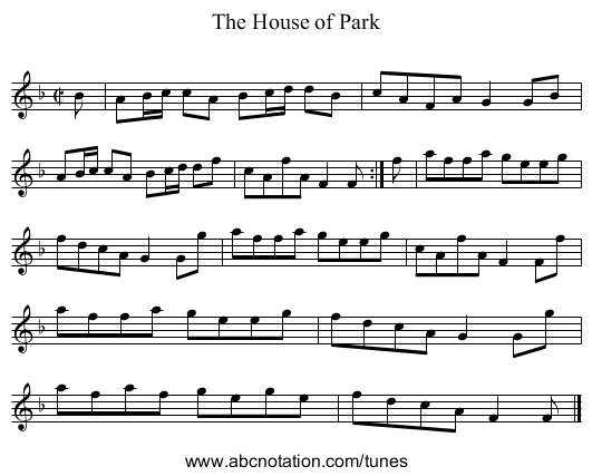 House of Park, The - staff notation