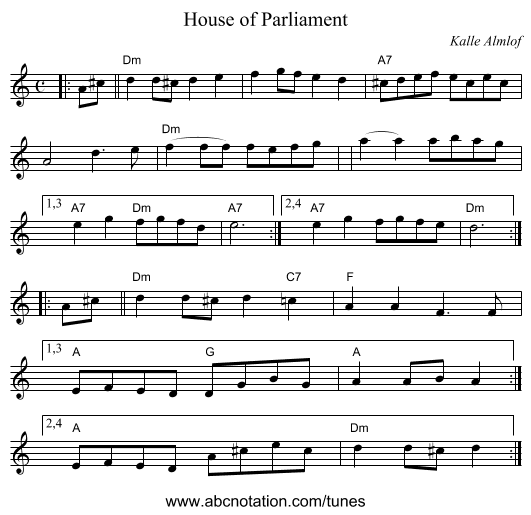 House of Parliament - staff notation