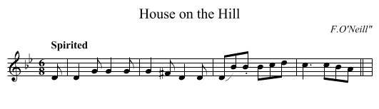 House on the Hill - staff notation