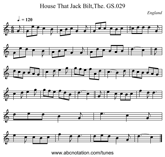 House That Jack Bilt,The. GS.029 - staff notation