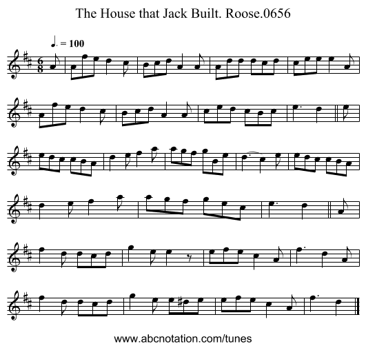 House that Jack Built. Roose.0656, The - staff notation