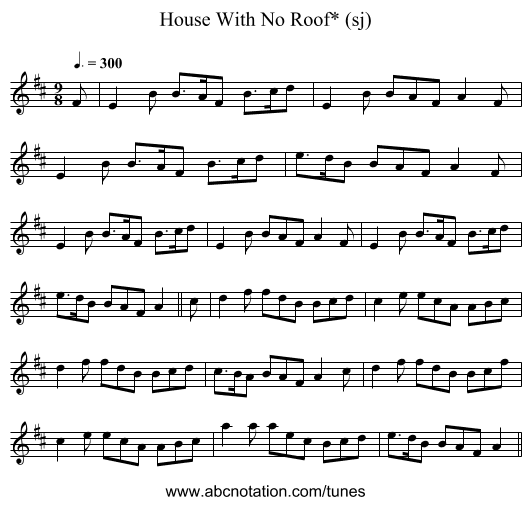House With No Roof* (sj) - staff notation