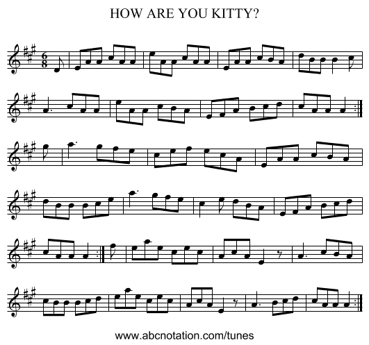 HOW ARE YOU KITTY? - staff notation