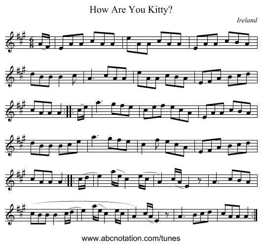 How Are You Kitty? - staff notation