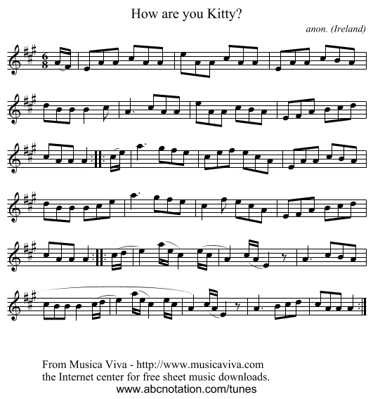 How are you Kitty? - staff notation