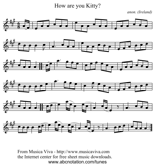 How are you Kitty? - staff notation