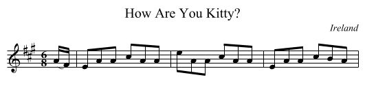 How Are You Kitty? - staff notation