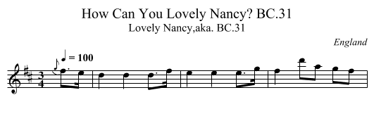 How Can You Lovely Nancy? BC.31 - staff notation
