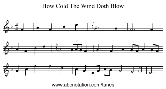 How Cold The Wind Doth Blow - staff notation