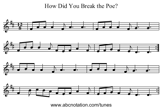 How Did You Break the Poe? - staff notation
