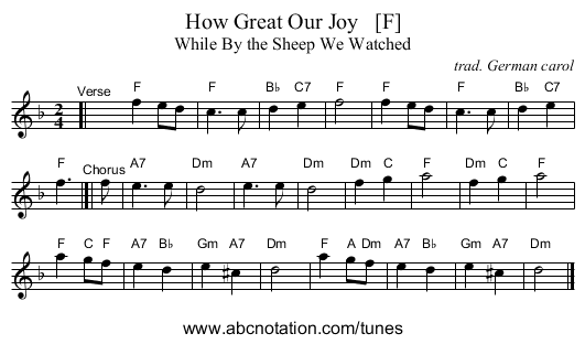How Great Our Joy   [F] - staff notation