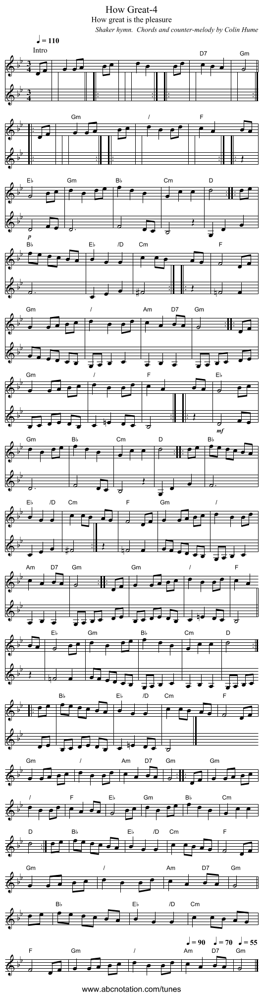 How Great-4 - staff notation