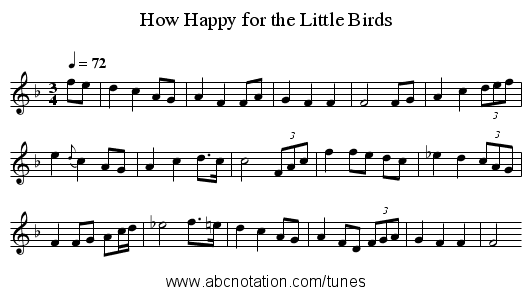 How Happy for the Little Birds - staff notation