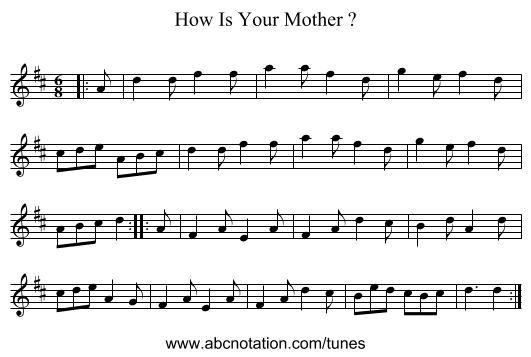 How Is Your Mother ? - staff notation