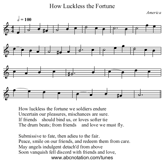 How Luckless the Fortune - staff notation