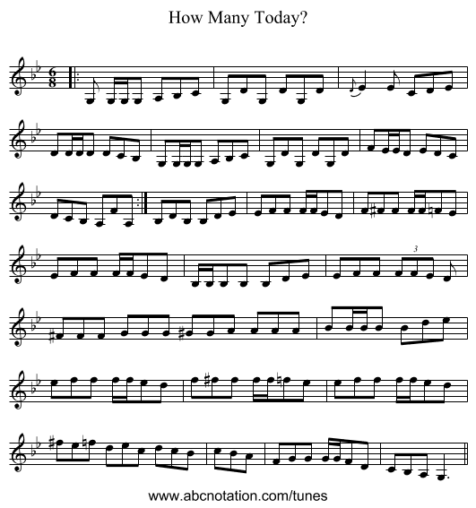 How Many Today? - staff notation