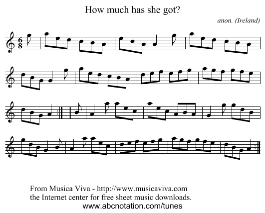 How much has she got? - staff notation