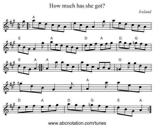 How much has she got? - staff notation