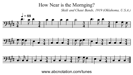 How Near is the Mornging? - staff notation
