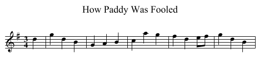How Paddy Was Fooled - staff notation
