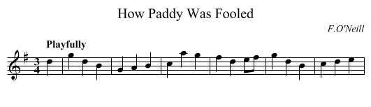 How Paddy Was Fooled - staff notation