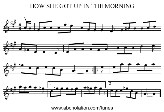 HOW SHE GOT UP IN THE MORNING - staff notation