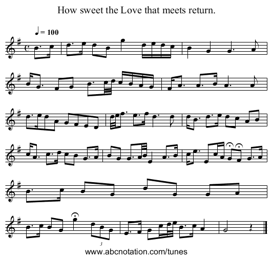 How sweet the Love that meets return. - staff notation