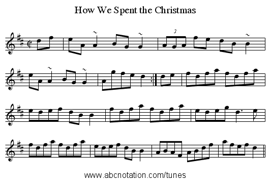 How We Spent the Christmas - staff notation