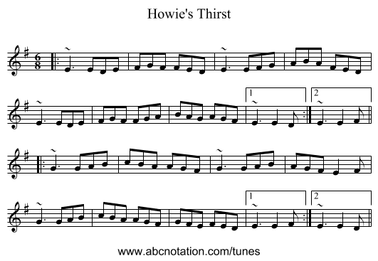 Howie's Thirst - staff notation