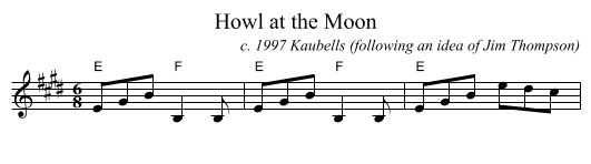 Howl at the Moon - staff notation