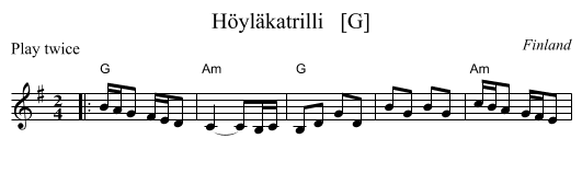 H&ouml;yl&auml;katrilli   [G] - staff notation