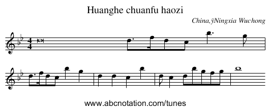 Huanghe chuanfu haozi - staff notation