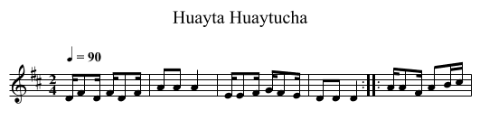 Huayta Huaytucha - staff notation