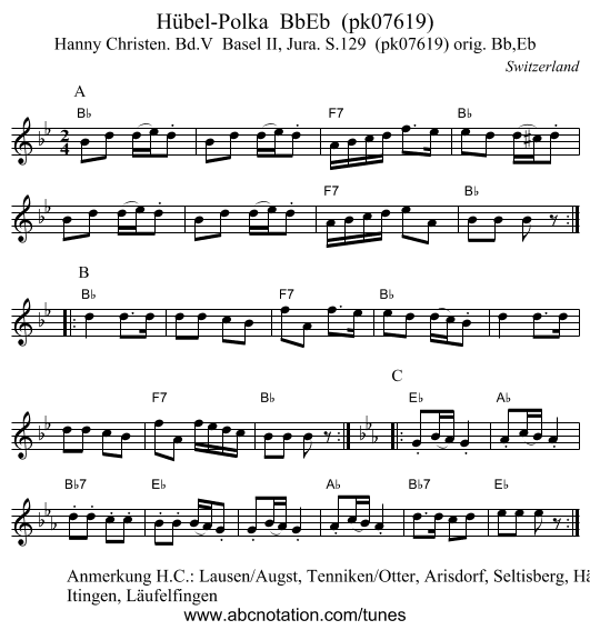 Hübel-Polka BbEb (pk07619) - staff notation