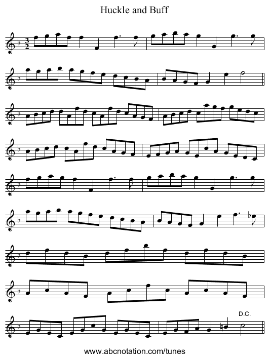 Huckle and Buff - staff notation