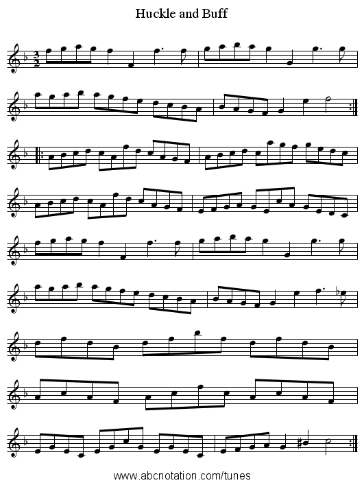 Huckle and Buff - staff notation