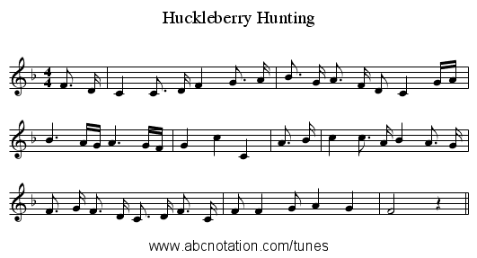 Huckleberry Hunting - staff notation