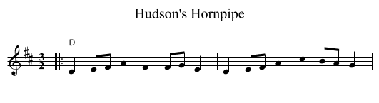 Hudson's Hornpipe - staff notation