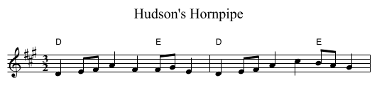 Hudson's Hornpipe - staff notation