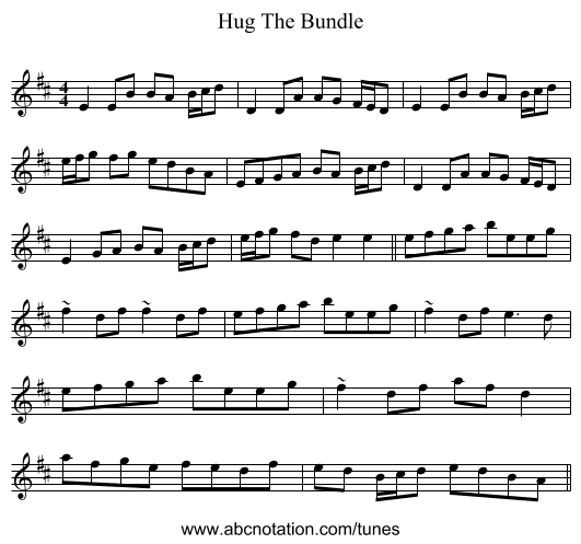 Hug The Bundle - staff notation