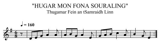 HUGAR MON FONA SOURALING - staff notation