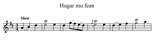 Hugar mu fean - staff notation