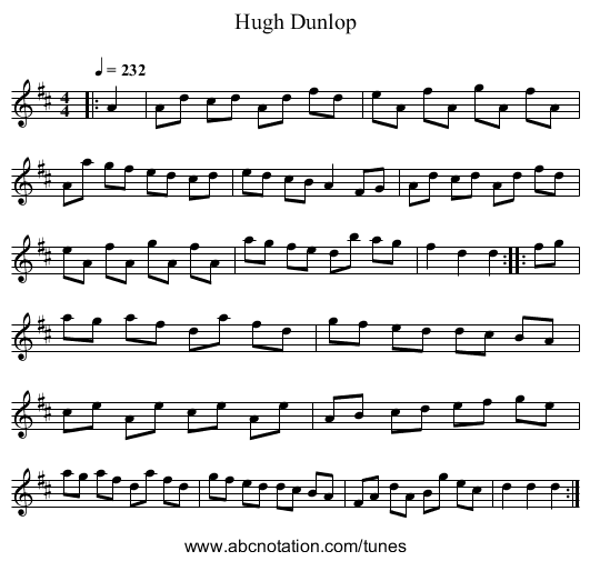 Hugh Dunlop - staff notation