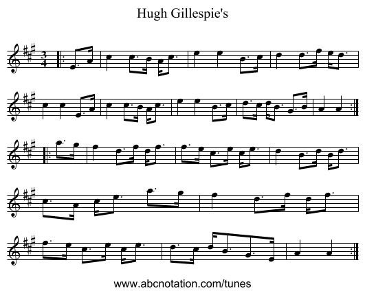 Hugh Gillespie's - staff notation