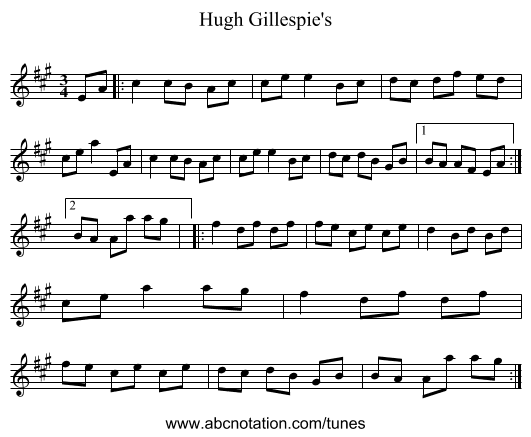 Hugh Gillespie's - staff notation
