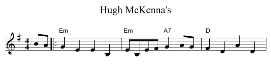 Hugh McKenna's - staff notation