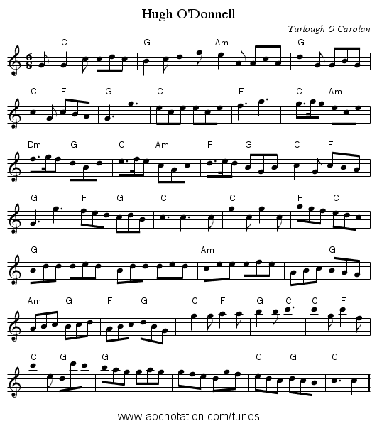 Hugh O'Donnell - staff notation