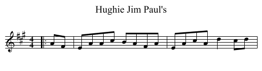 Hughie Jim Paul's - staff notation