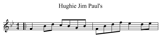 Hughie Jim Paul's - staff notation