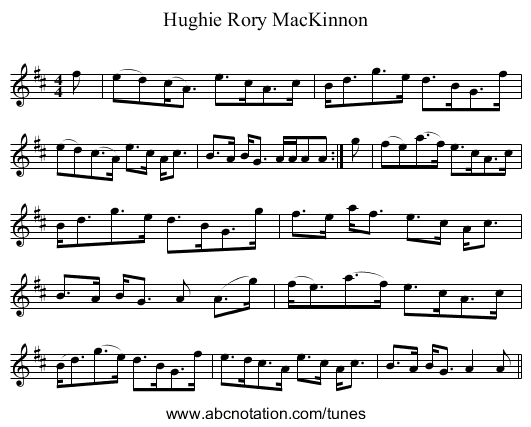 Hughie Rory MacKinnon - staff notation